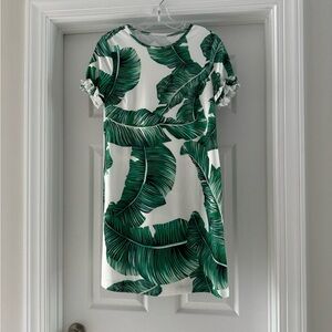 Cute white and green Palm Print dress